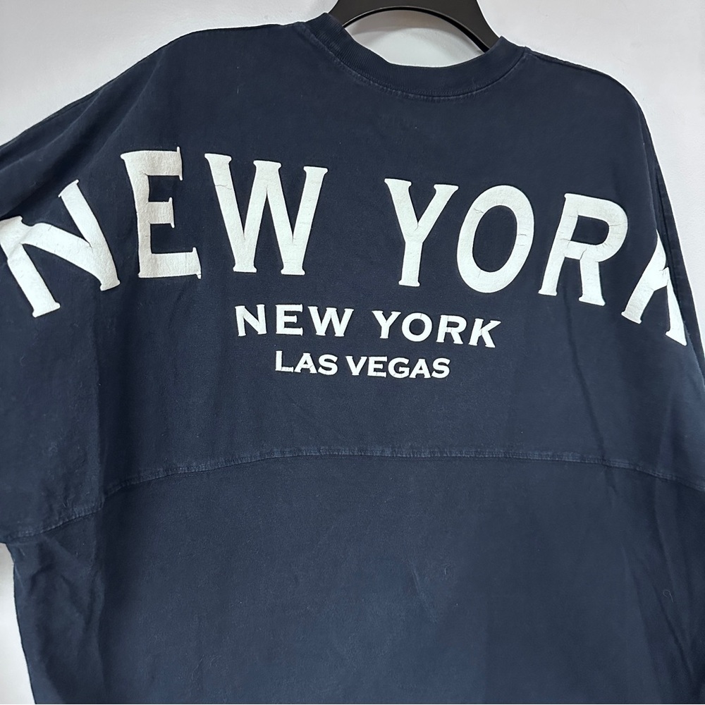 NEW YORK NEW YORK Casino Las Vegas, Oversized Heavy Cotton NAVY Long Sleeve, XL